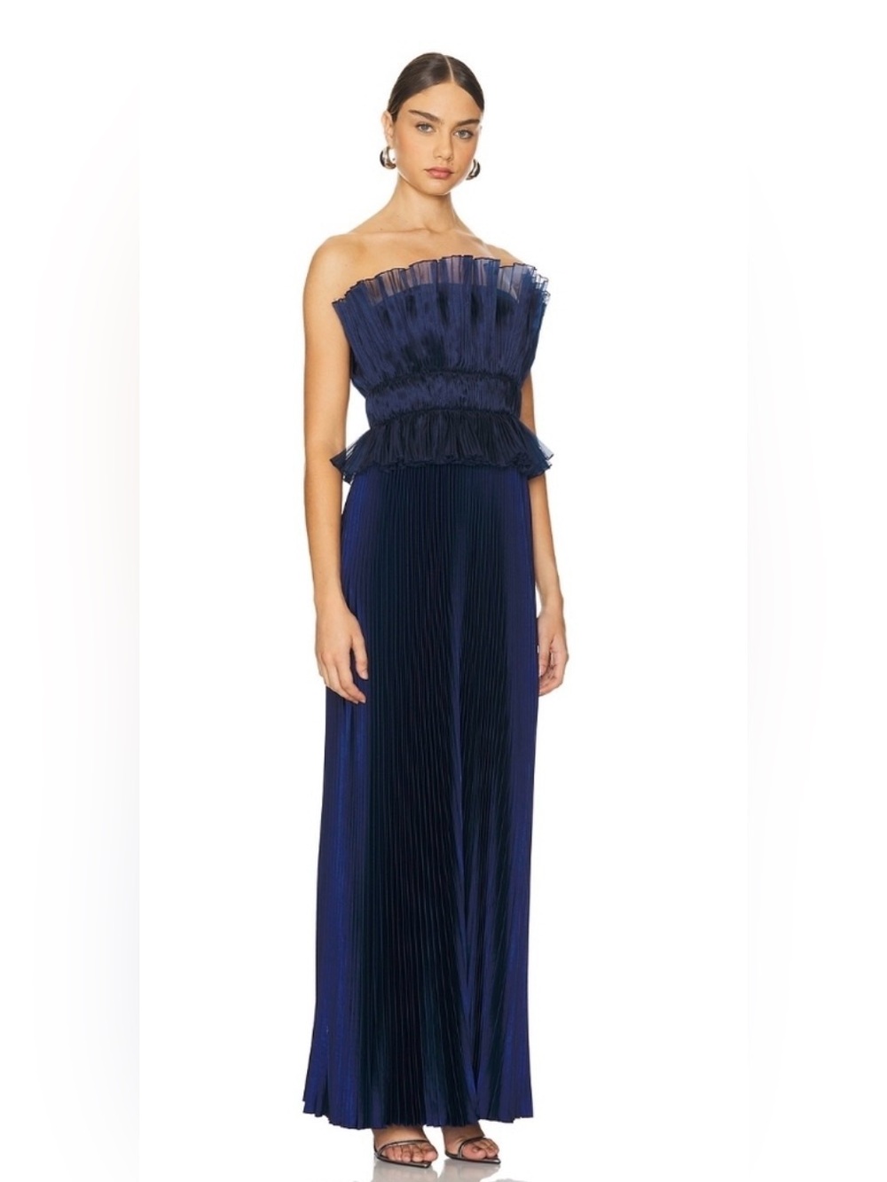 L'IDÉE Masquerade Deep Navy Pleated Strapless Maxi Dress XS NWT Read Description - Picture 4 of 16